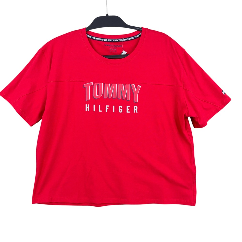 Tommy Hilfiger Sport T-Shirt Womens XL Cotton Elastane Red